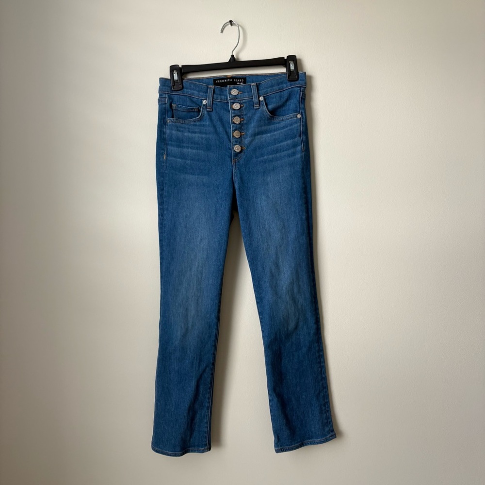 Veronica Beard Jeans Carly 11” Kick Flair Button Fly size 25